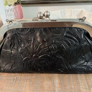Patricia Nash Large Tooled Clutch with Chain Shoulder Strap